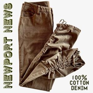 Newport News Taupe Brown Ruched Tapered Leg Denim Jeans (10)